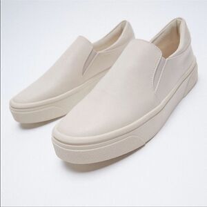 Zara Faux Leather Slip On Minimalist Sneakers 38